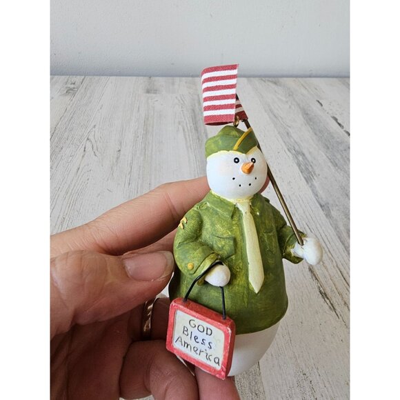 Sandi gore evans snowman ornament patriotic 4th of July God bless America wild b - Picture 7 of 9